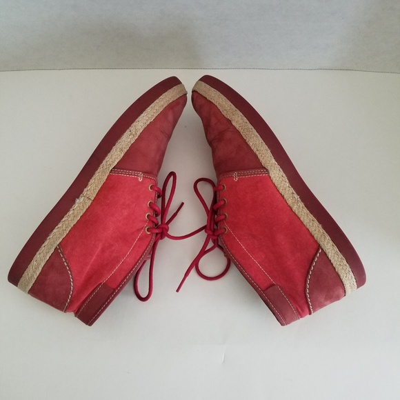 Ugg Chukka Boots Red Canvas Leather Size 10.5 main image 6
